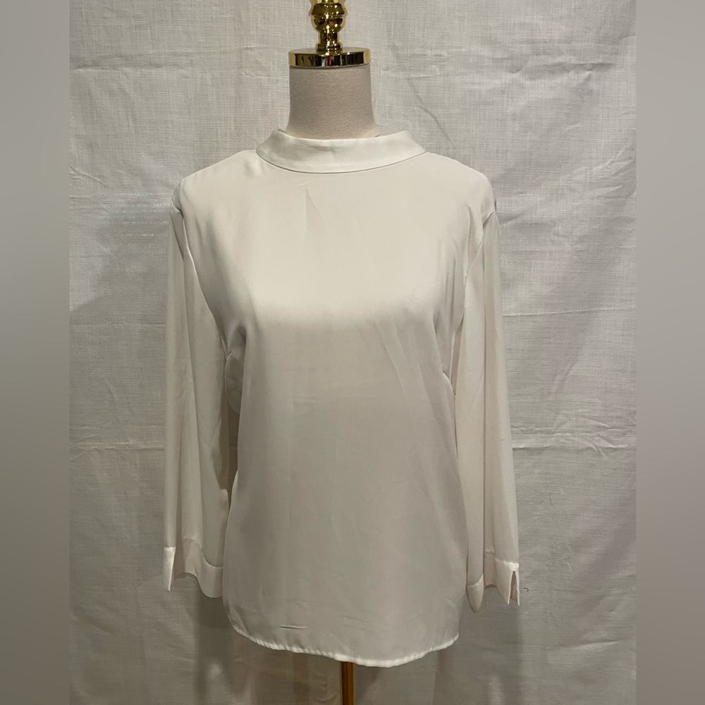 NWT Banana Republic white tie neck blouse L